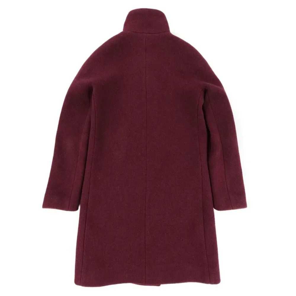 J CREW Wool Cocoon Coat Italian Stadium-cloth Burgundy Old Money Quiet Luxury 2P - Picture 5 of 9